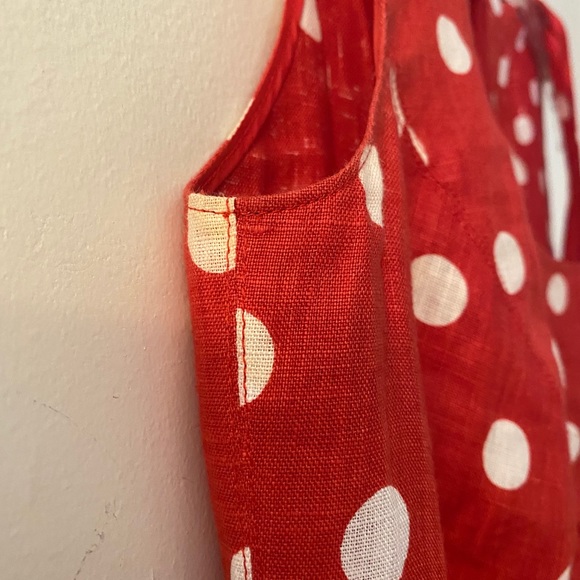 VINTAGE 70s MILA SCHON LINEN POLKA DOT PINUP DRESS - Picture 8 of 10